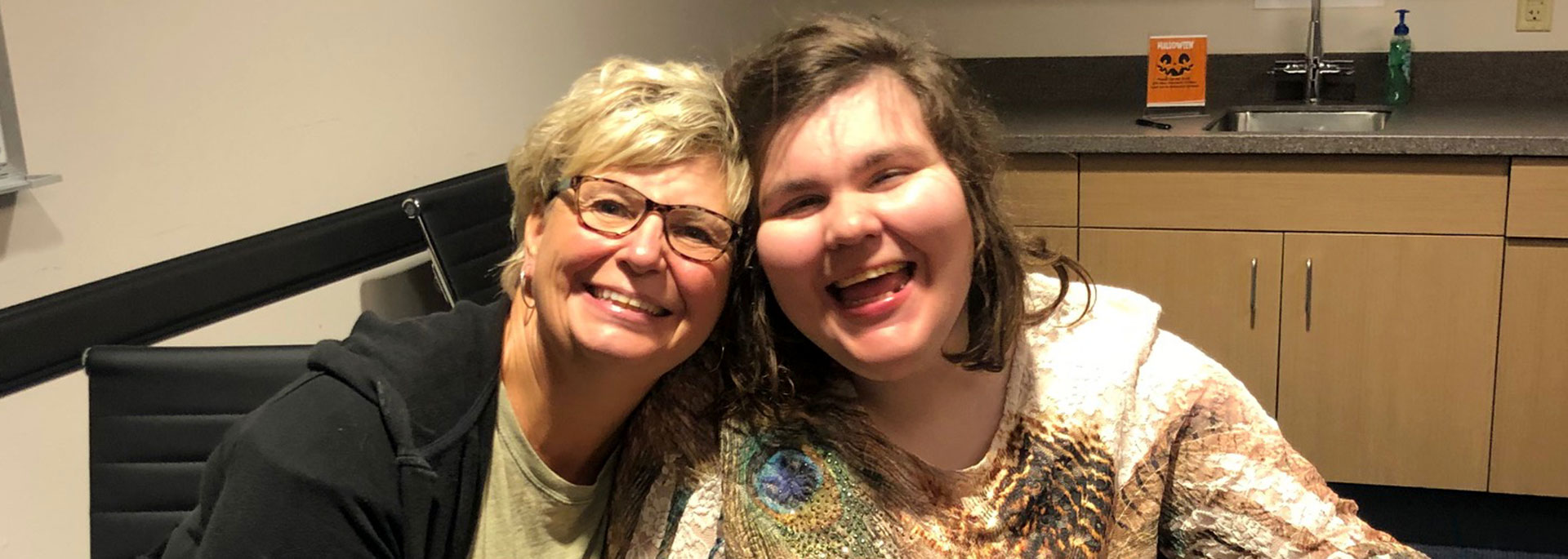 two women smiling