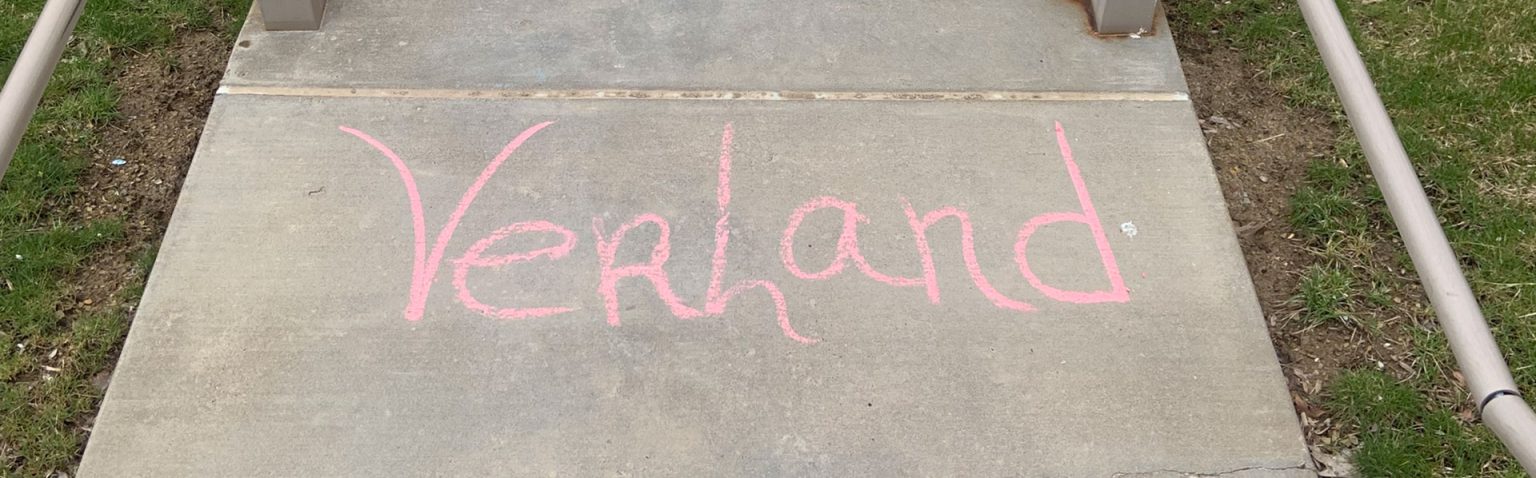 Verland written in chalk on a side walk